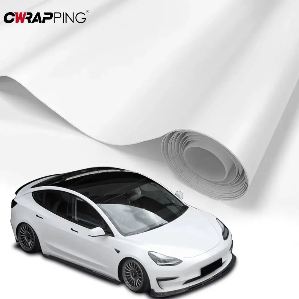 Matte white vinyl car wrap film roll by Simples Market, self-adhesive and waterproof for cars and motorcycles