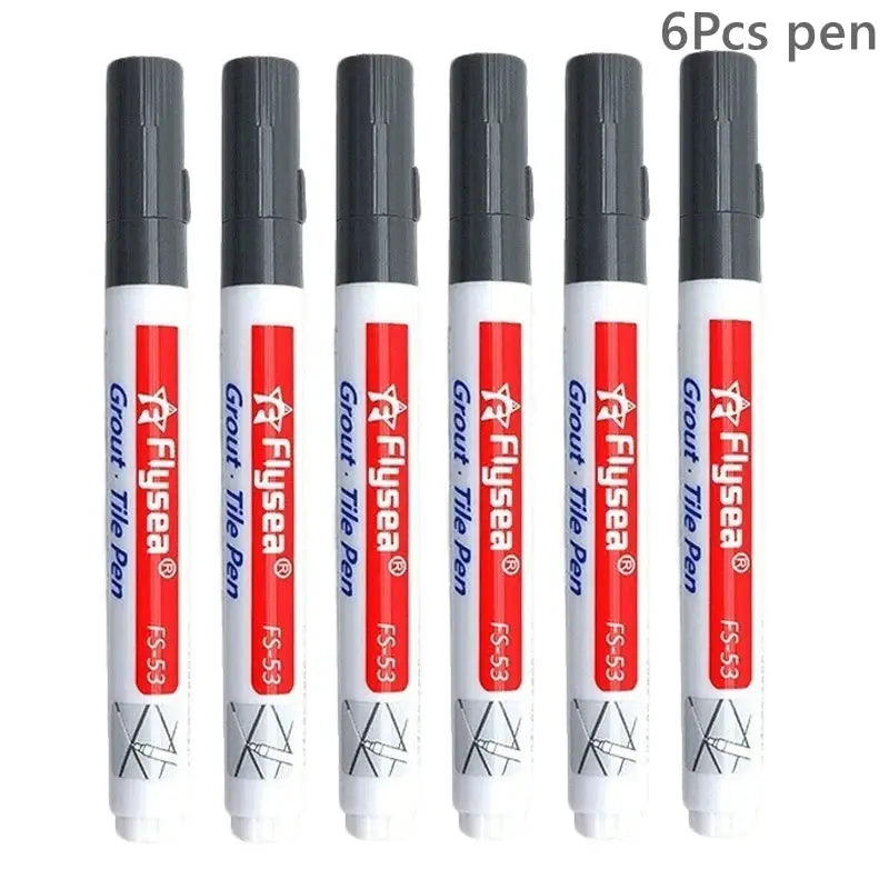 Simples Market Grout Pen 6-pack waterproof tile marker with black caps and white bodies