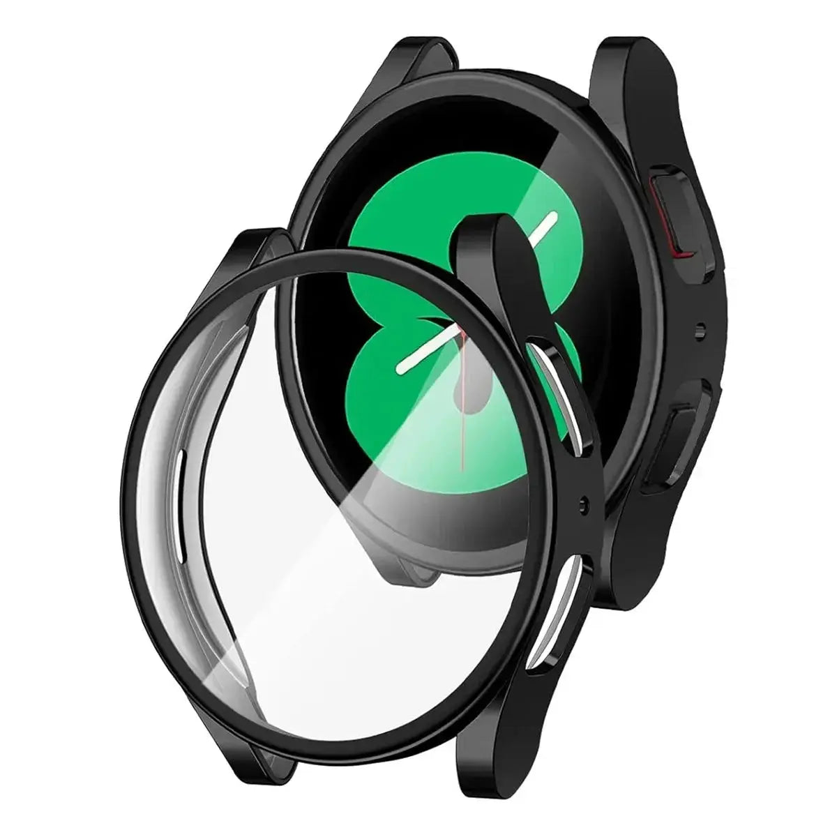 Full-cover TPU case for Samsung Galaxy Watch 7/6/5/4/FE, 40mm–44mm with silicone bumper and screen protector