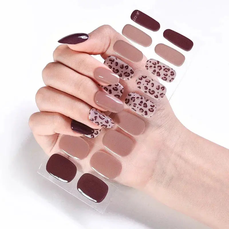 NailLux Semi Cured Nail Wraps For 16 To 20 Tips Easy Full Cover Adhesive Press On Nails Gel Finish UV LED Compatible