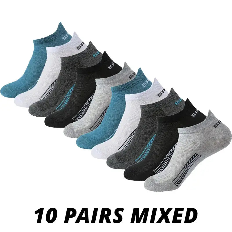 Men's Summer Thin Mesh Breathable Polyester Sports Socks 5 10 20 Pairs Sweat Absorbing Short Socks For Active Wear