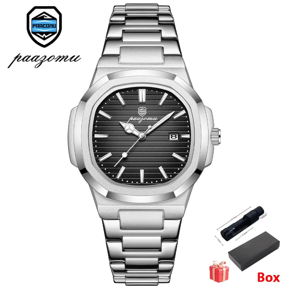 2026 Mens Fashion Watch Stainless Steel Waterproof Luminous Dial Quartz Movement With Date And Week