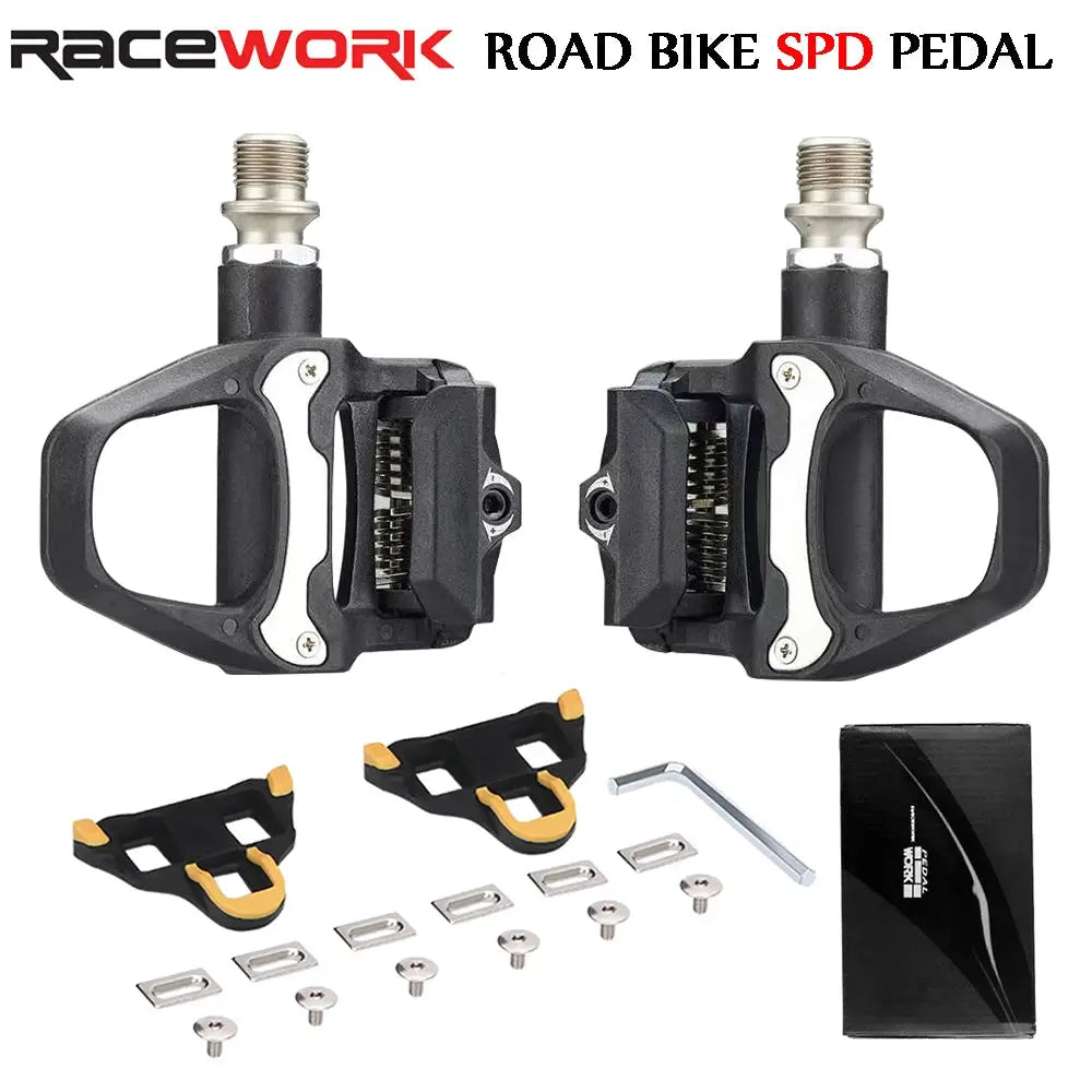 RACEWORK Road Bike Pedals Nylon Locking Clipless Pedals For SPD SL System With Locking Plate Bearing Cleats