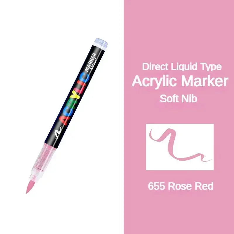 Acrylic marker pen, GUANGNA direct-liquid, soft nib, Rose Red (655), Simples Market brand