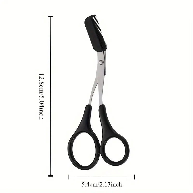GleamLine Stainless Steel Eyebrow Trimming Scissors With Comb For Safe Precise Grooming And Perfect Brows