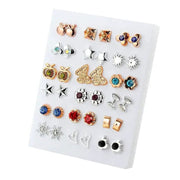 18 Pairs Set Gold Sliver Enamel Pearl Flower Heart Stud Earrings For Women Plastic Butterfly Jewelry Gift Mix Style - Simples Market