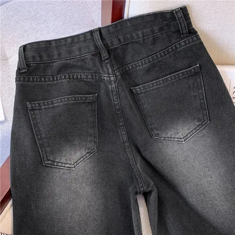 Winter Thick Fleece Jeans Velvet Plush Denim Vintage Slim Trousers