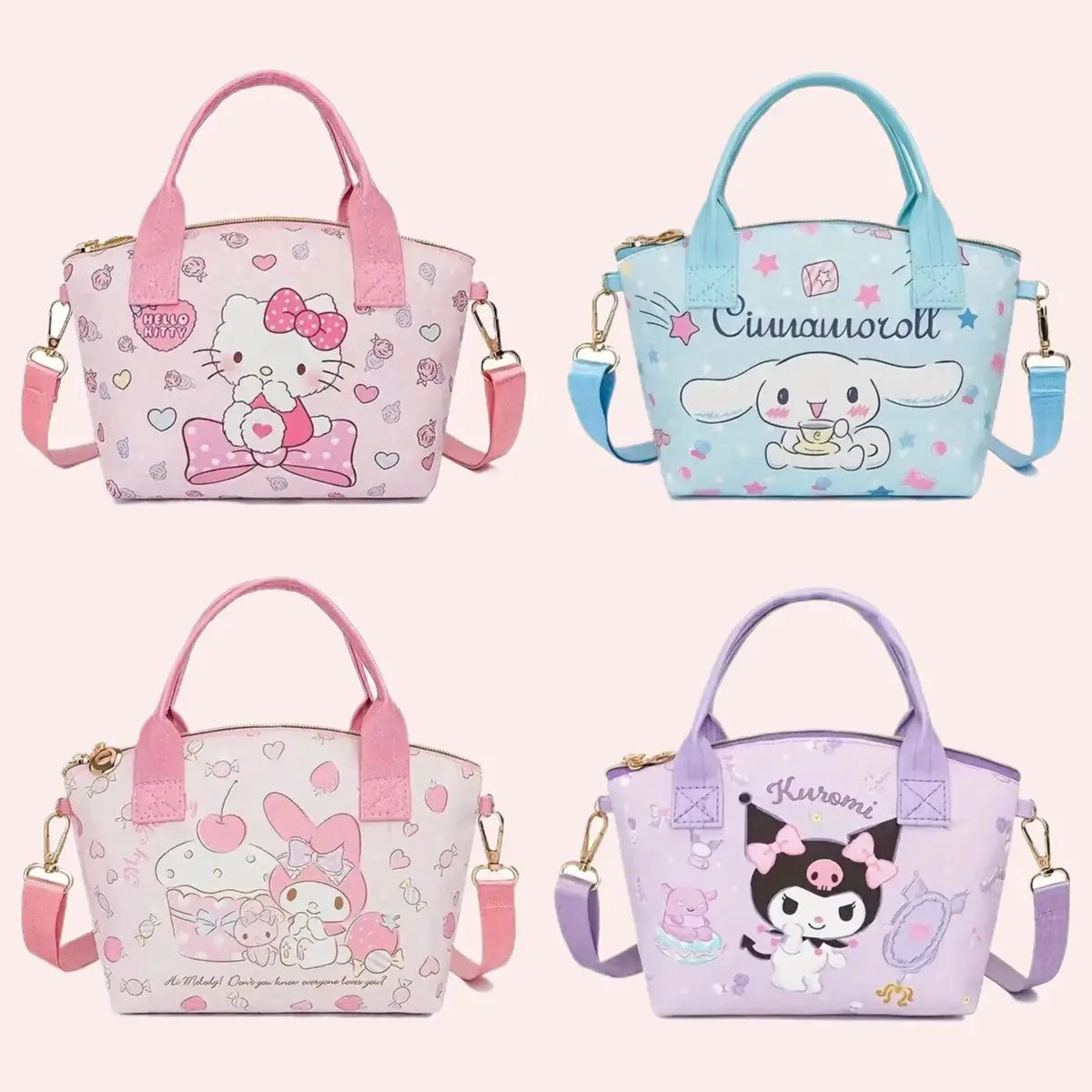 Sanrio Cinnamoroll Hello Kitty Tote Bag With Kuromi And My Melody Prints Versatile Shoulder Bag