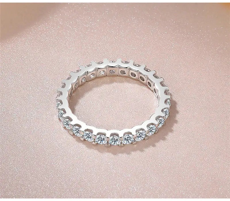 So-Bling S925 Sterling Silver Ring with cubic zirconia stones; eternity wedding band by Simples Market