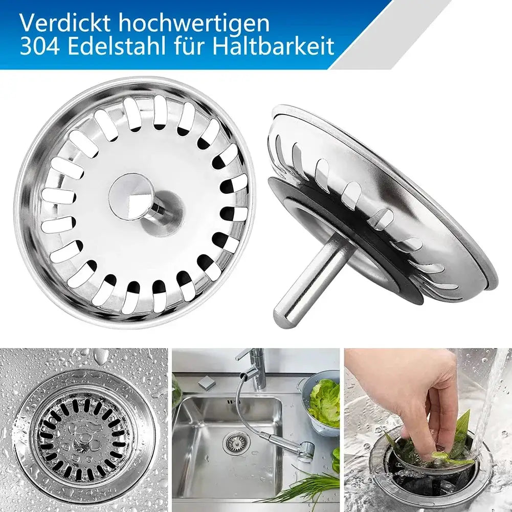 Premium Stainless Steel Kitchen Sink Strainer Waste Plug Replacement Basin Drain Filter 80mm 82mm 84mm with Fixing Pin