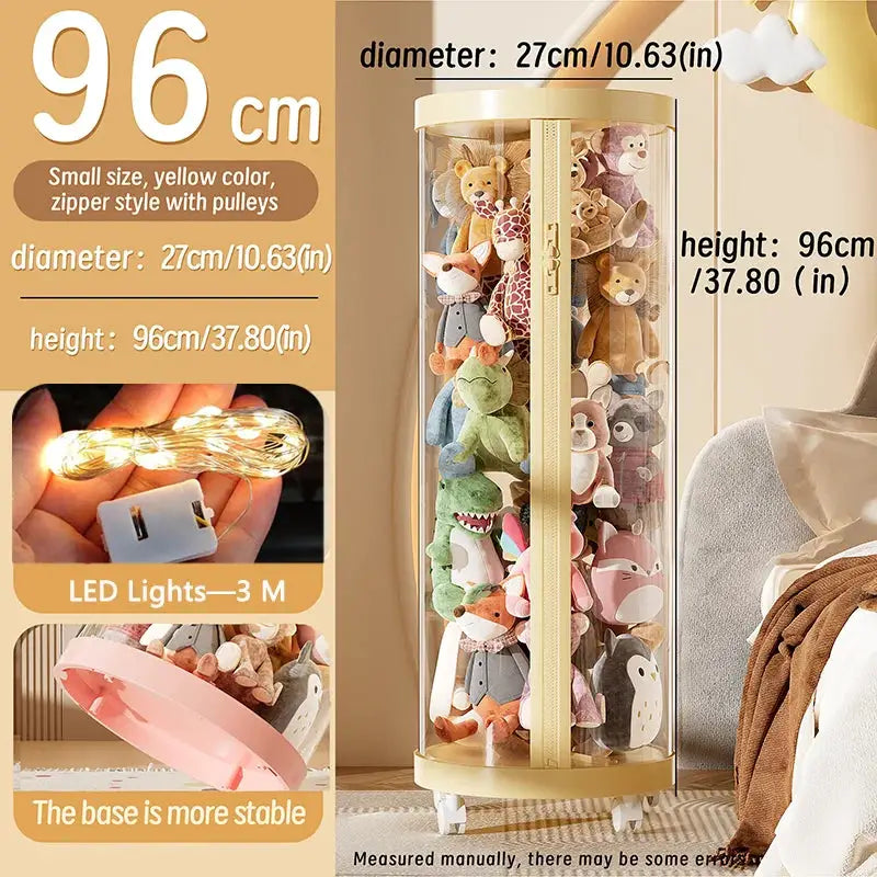 Transparent Doll Storage Box For Plush Toys And Dolls DIY Zipper Tube Organizer Christmas Gift For Kids