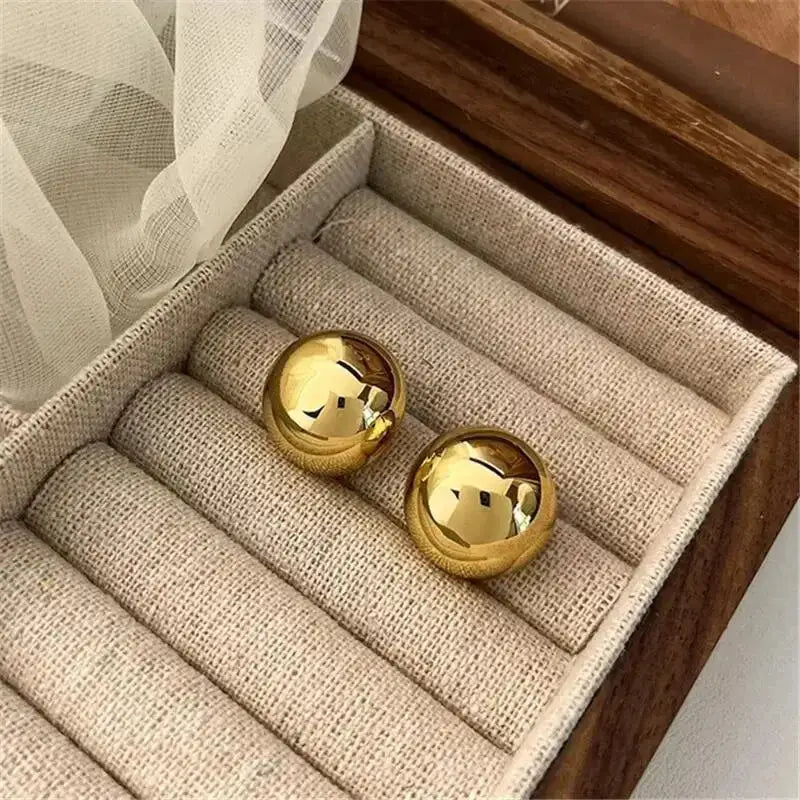 Trending Minimalist Circular Metal Stud Earrings For Women Simple Fashion Jewelry Party Wear Gift