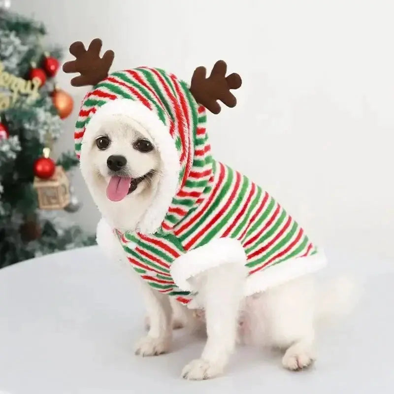 Dog Christmas Clothes Winter Warm Coat Hoodie For Small To Medium Dogs And Cats Elk And Santa Claus Prints Costume