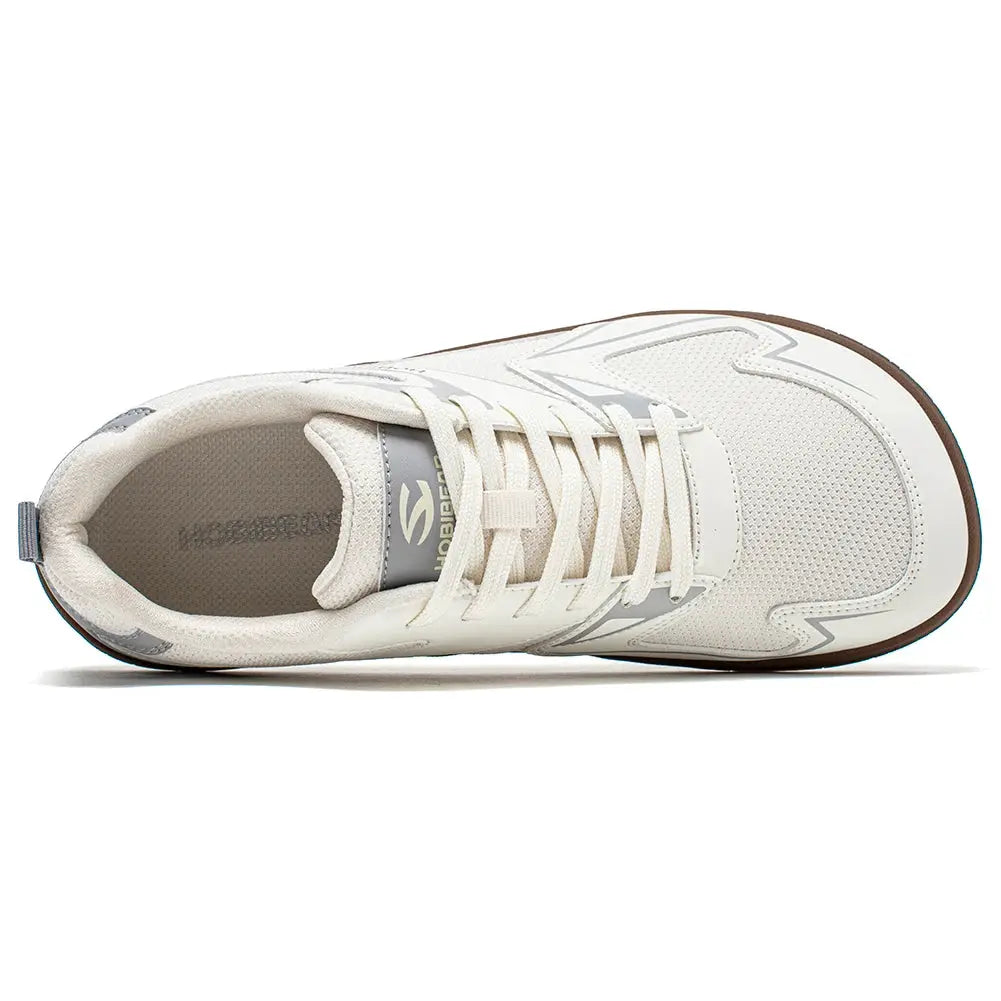 HOBIBEAR barefoot minimalist shoes, cream white unisex wide-width outdoor running sneakers with laces