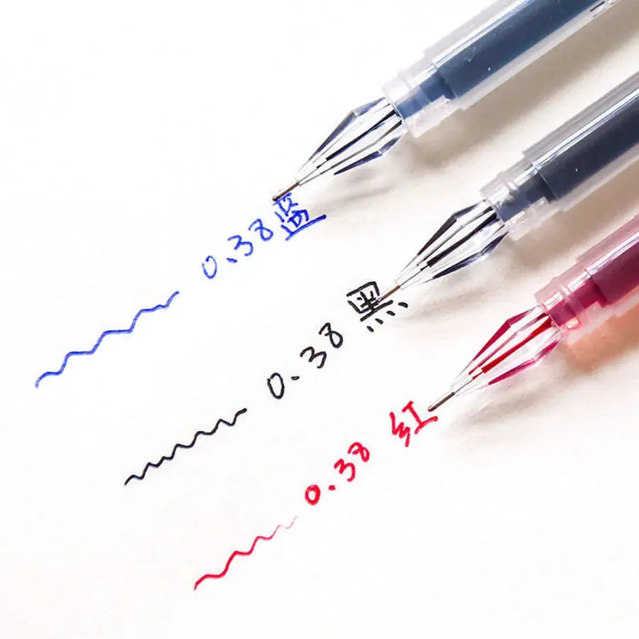 3 Pcs Mixed Tip Gel Pens 0.38mm Fine Point Black Blue Red Ink Large Capacity For Exam Signing Writing School Supplies
