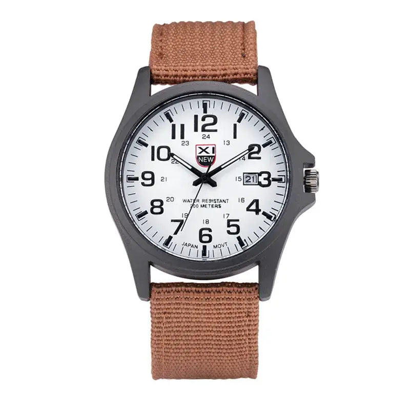 XINEW Mens Nylon Band Quartz Sports Watch With Date Display Casual Everyday Timepiece