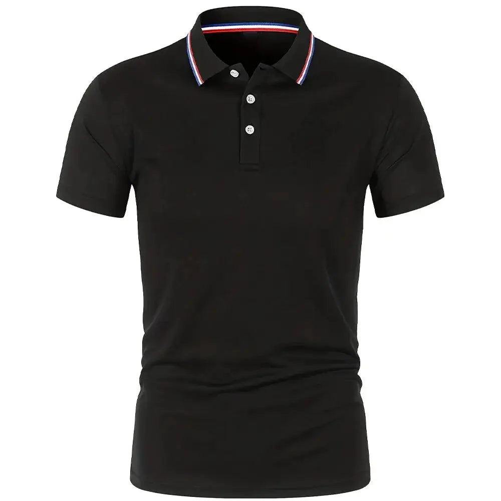 2025 Hot Sale Mens Summer Casual Polo Shirt Breathable Comfortable Solid Color Short Sleeve Tee