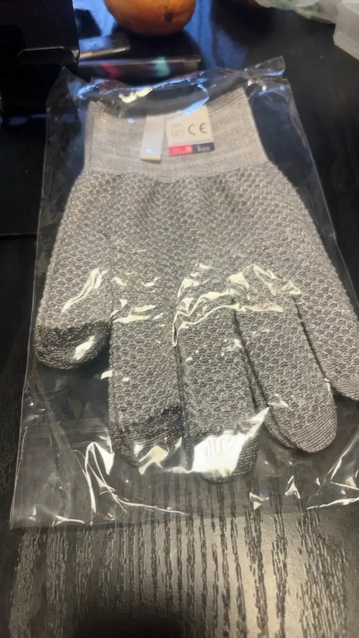 Anti-cutting touchscreen gloves, Simples Market, gray knitted kitchen gloves, 1 pair in plastic packaging