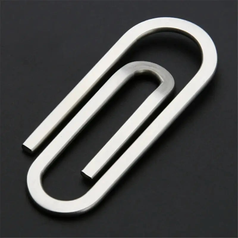 Simples Market money clip in stainless steel, silver metal paper clip holder with double-loop design