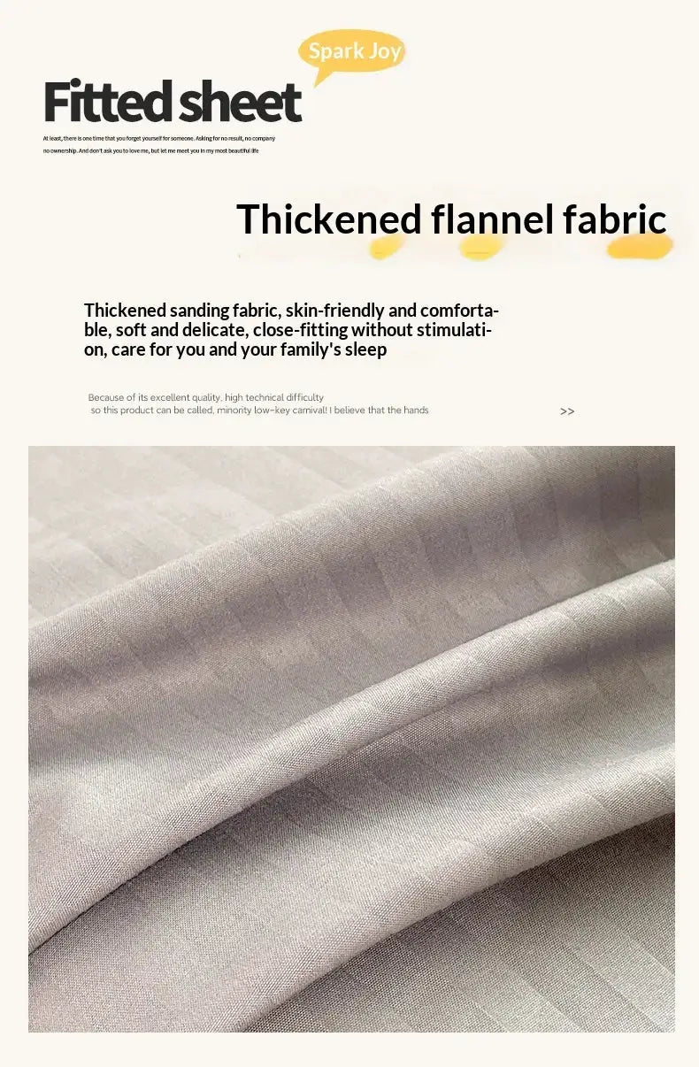 Simples Market fitted bed sheet with elastic band in solid gray thickened flannel fabric for single to king beds