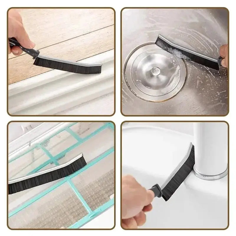 Grout gap cleaning brush by Simples Market, black hard-bristle cleaner for tile joints in kitchen and bathroom.