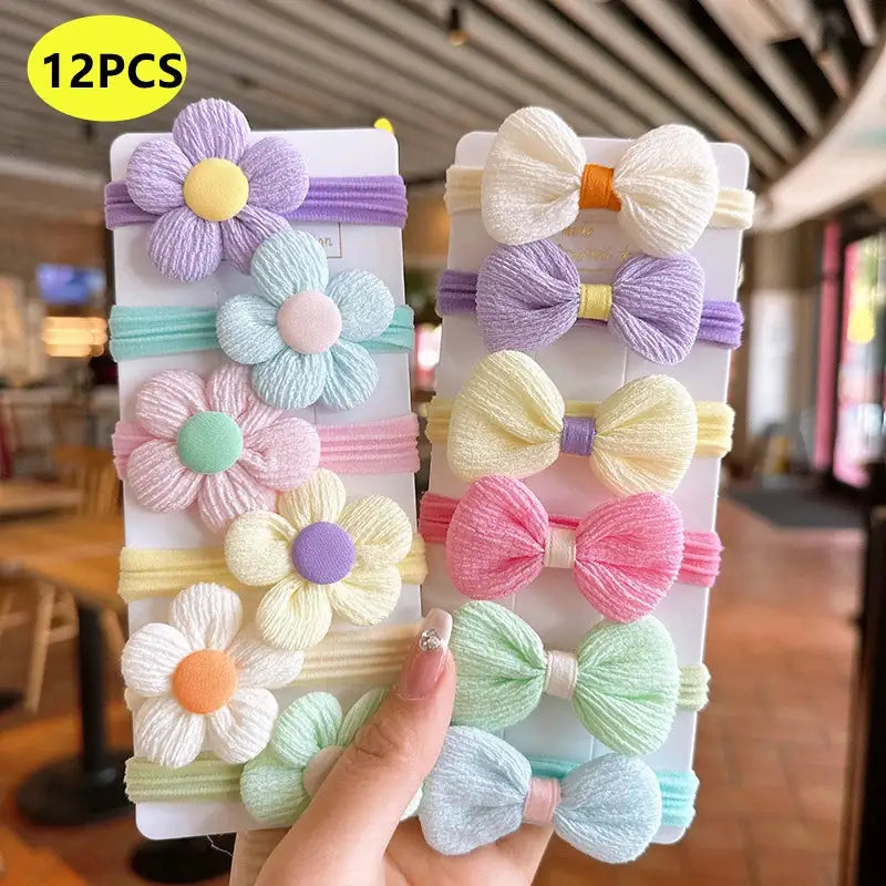 Flower Elastic Hair Bands For Girls Set 20 Or 10 Pieces Hair Accessories Children Headbands Party Birthday Headwear