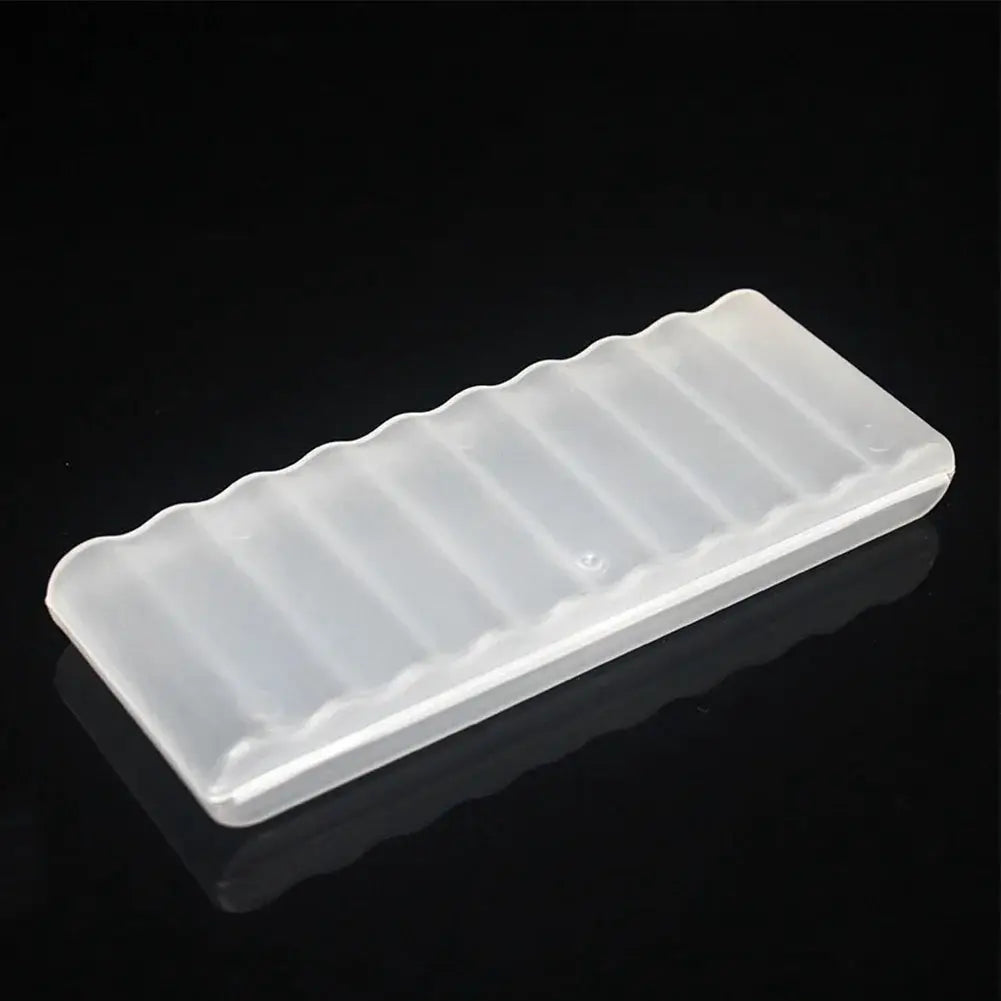 10-slot transparent white plastic battery storage box for AAA/AA batteries