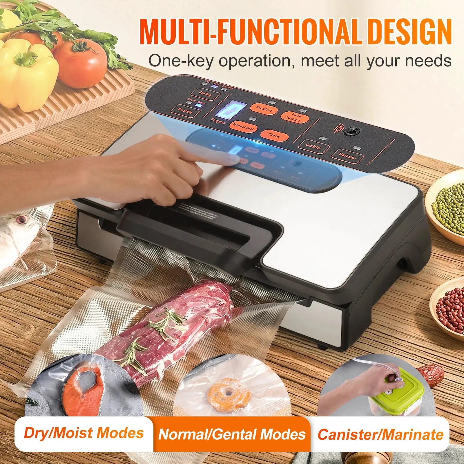 SucceBuy Vacuum Sealer 90 Kpa 130W With Free 10 Bags For Kitchen