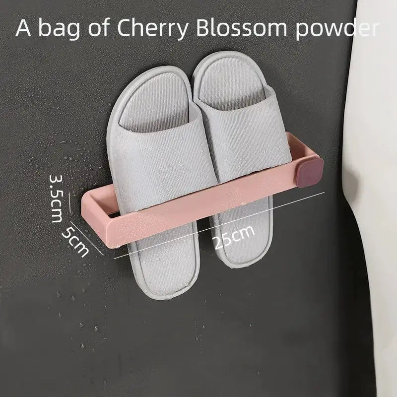 Macarone Bathroom Slipper Shelf Wall Mounted One Piece Shoe Rack Space Saving No Drilling