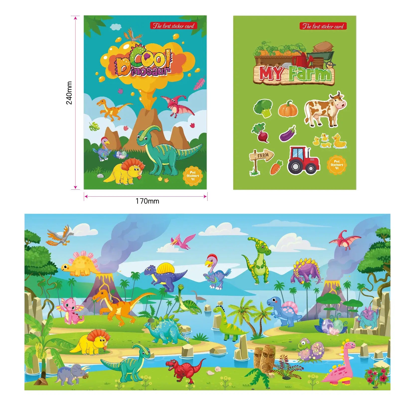 Kids Reusable Sticker Book for Ages 2 to 6 Featuring Multiple Cartoon Scenarios DIY Puzzles Educational Toy Gift