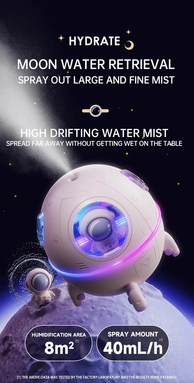220mL Space Capsule Air Humidifier USB Plug in Rechargeable Mist Aromatherapy Water Diffuser 7 Colors Atmosphere Light