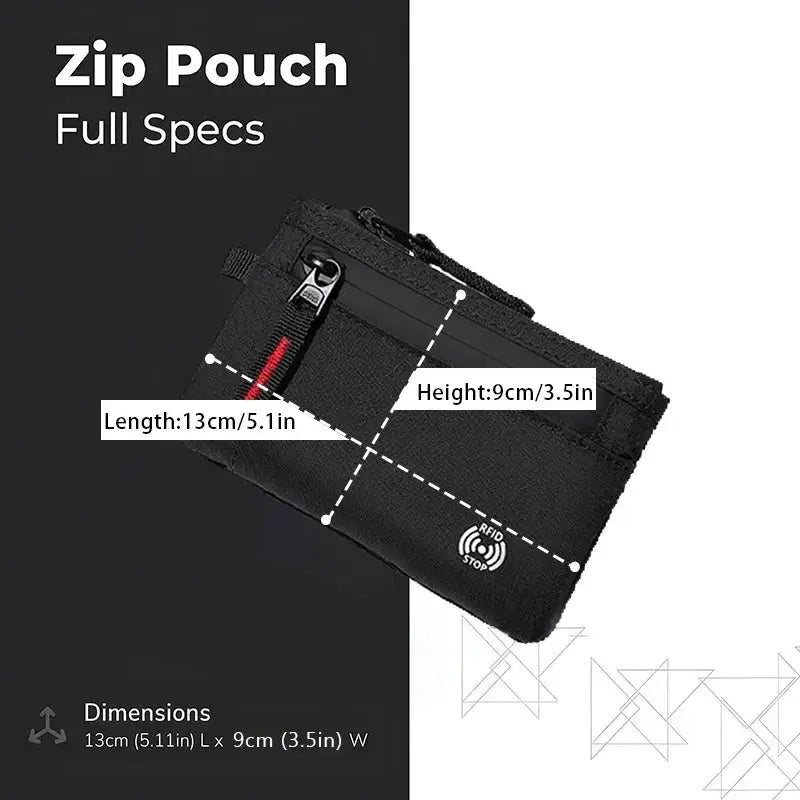 Zipper RFID wallet by Simples Market; black nylon mini coin purse with card holder