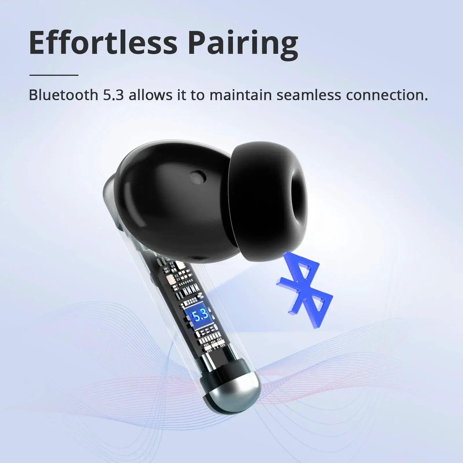 Tronsmart Sounfii R4 wireless earphones, black in-ear Bluetooth earbuds.