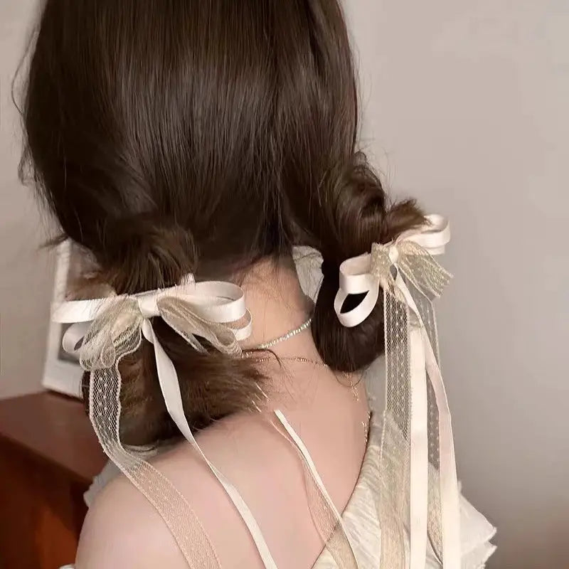 VelvetAura Mesh Bow Hair Clips Set For Women And Girls Elegant Party Accessories Set Of 2 Or 6
