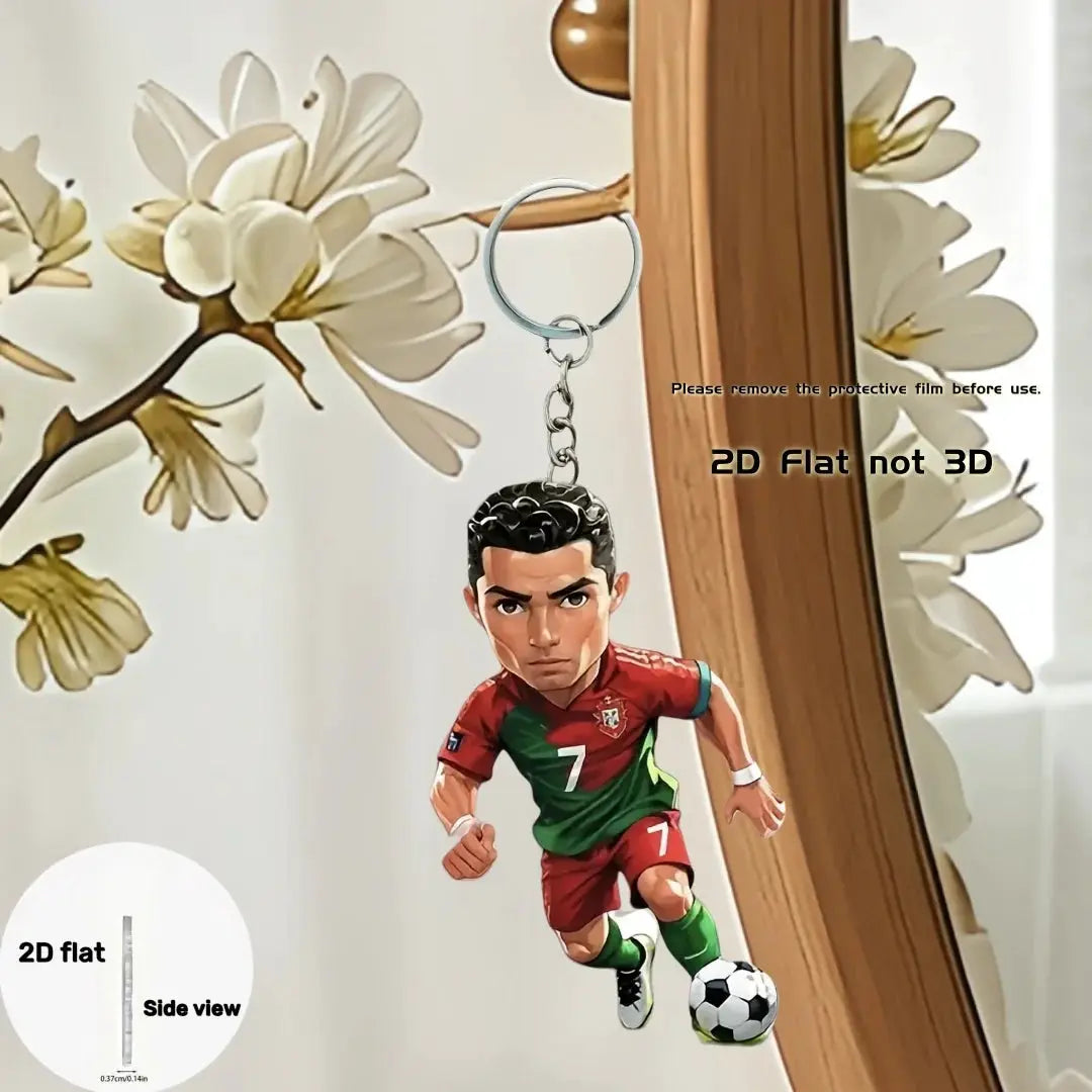 2D Ronaldo Keychain Cristiano Football Pendant Flat Acrylic Ornament