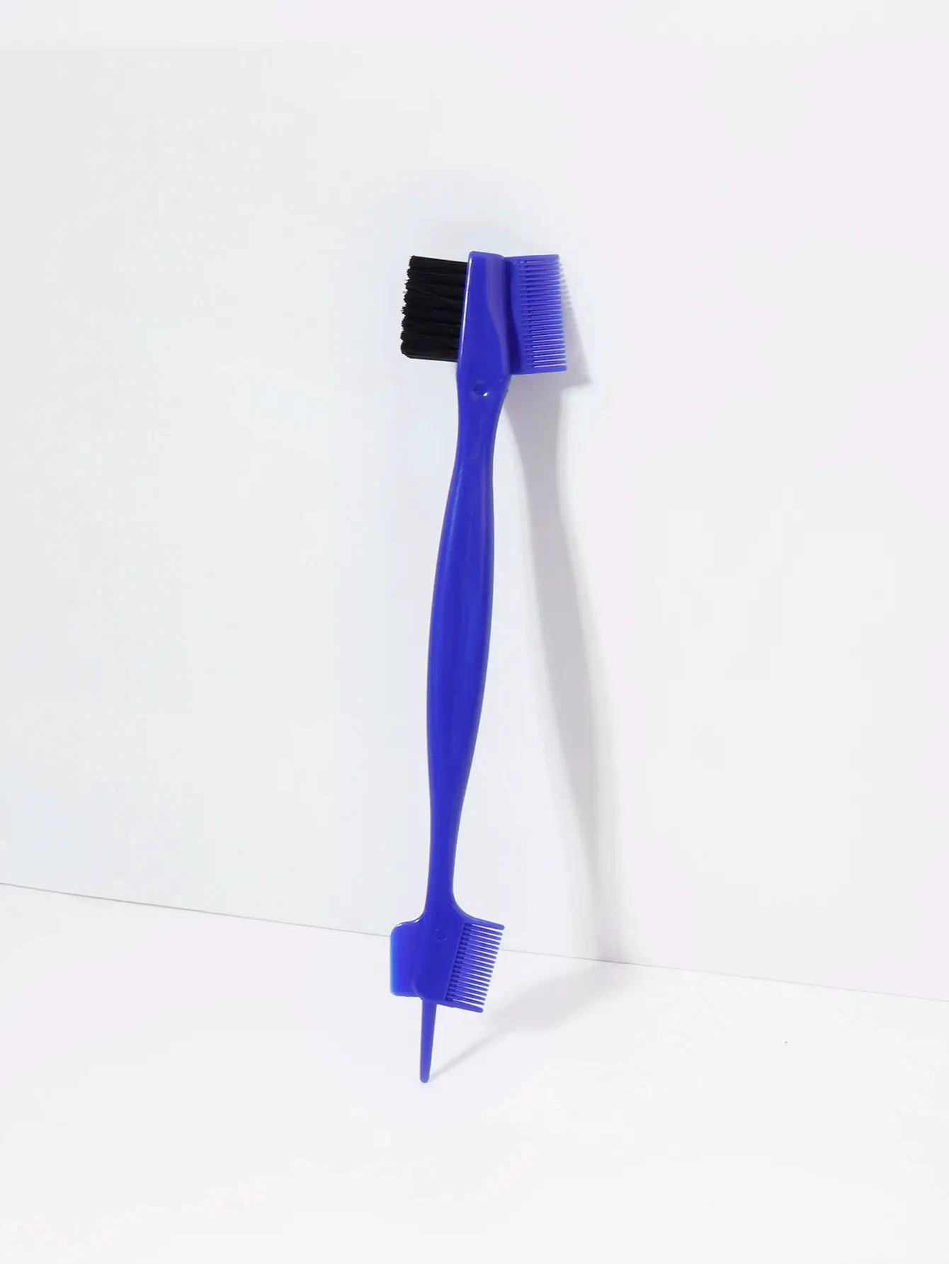Blue edge-control brush and wig comb, dual-ended with brush on one end and comb on the other