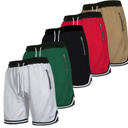 Men's basketball shorts set of 6 in assorted colors with mesh quick-dry fabric