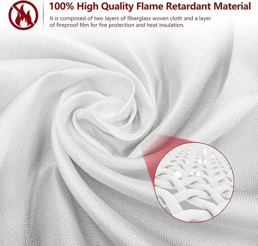 Emergency fire blanket by Simples Market; white fiberglass flame retardant blanket for home kitchen safety.