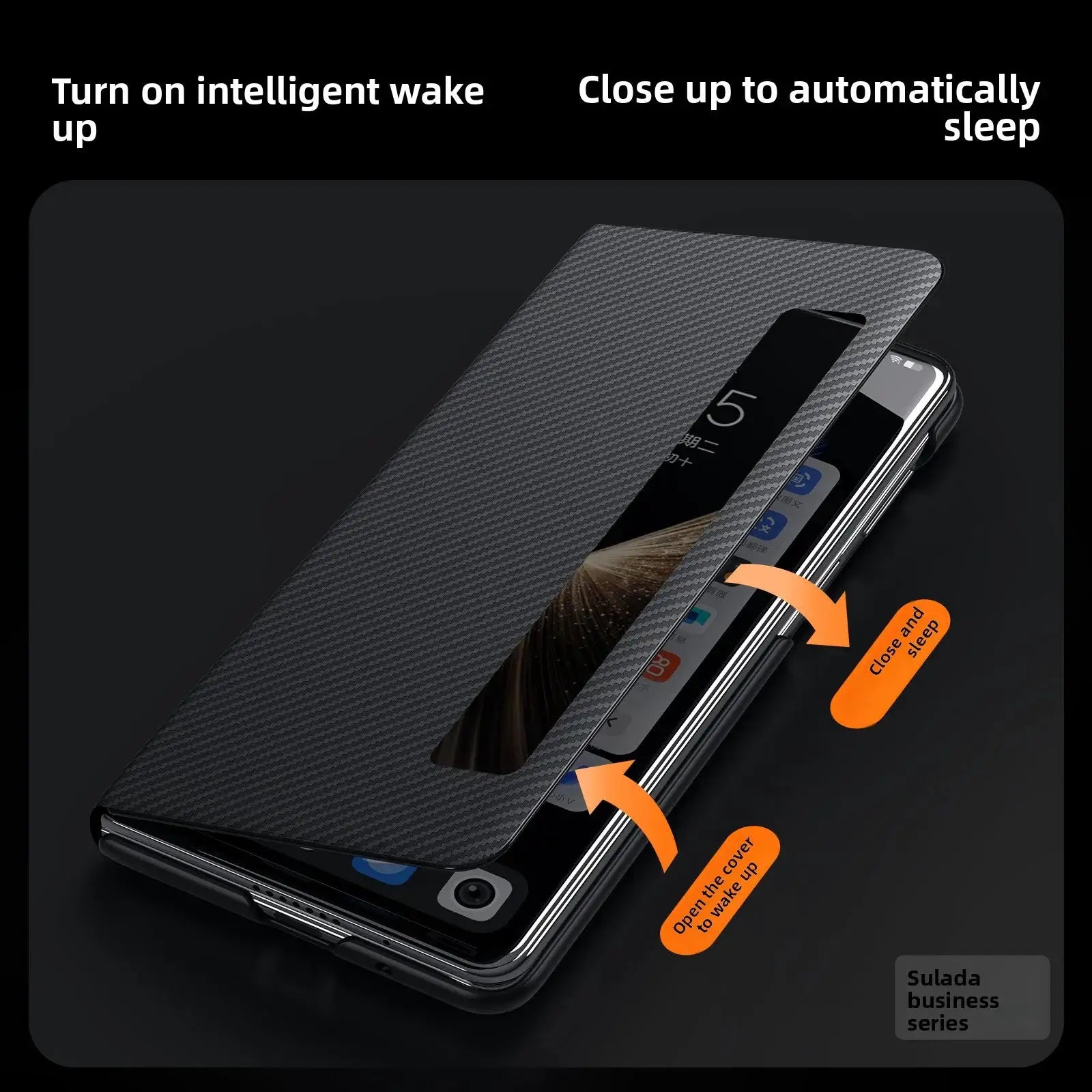 Simples Market carbon fiber flip phone case for Honor Magic V5/V3/VS3 with video window and anti-fall protection