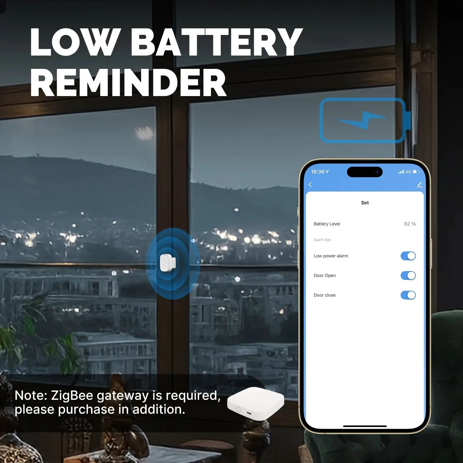 MOES Smart ZigBee Window/Door Sensor by Simples Market; white sensor with TUYA app control