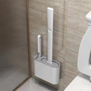 CleanNest Wall Hanging Toilet Brush With Holder Long Handle Silicone Brush Soft Bristles For Rim Cleaning
