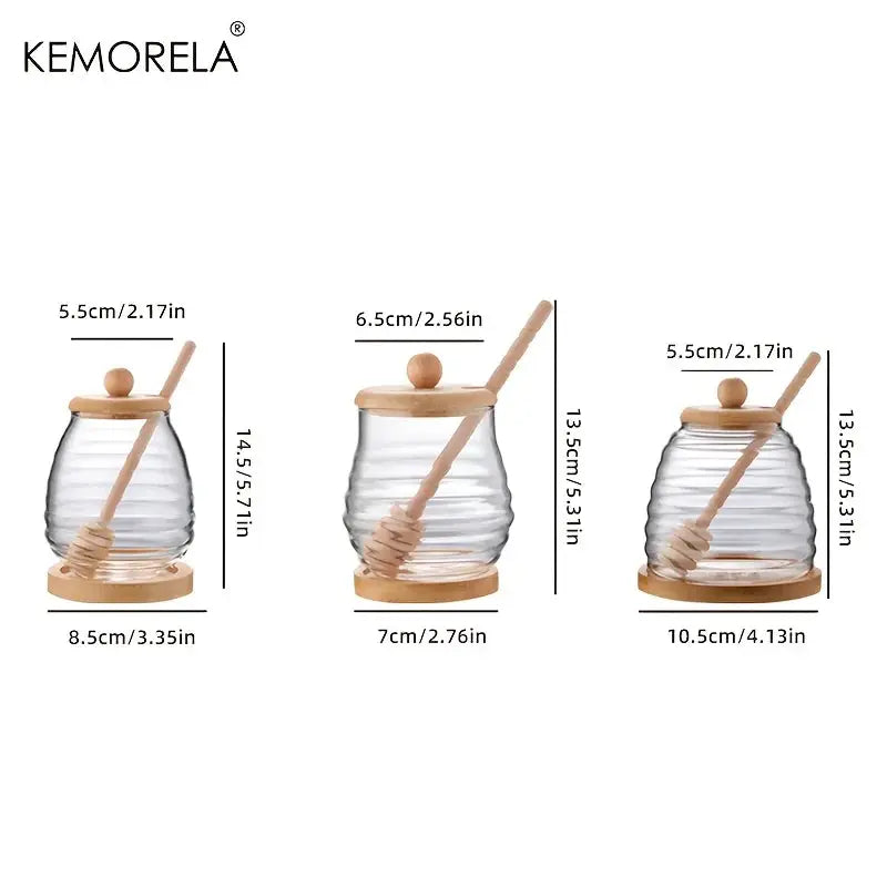 KEMORELA Glass Honeycomb Tank With Dipper And Lid Honey Storage Container For Kitchen And Wedding Party Dining Decor