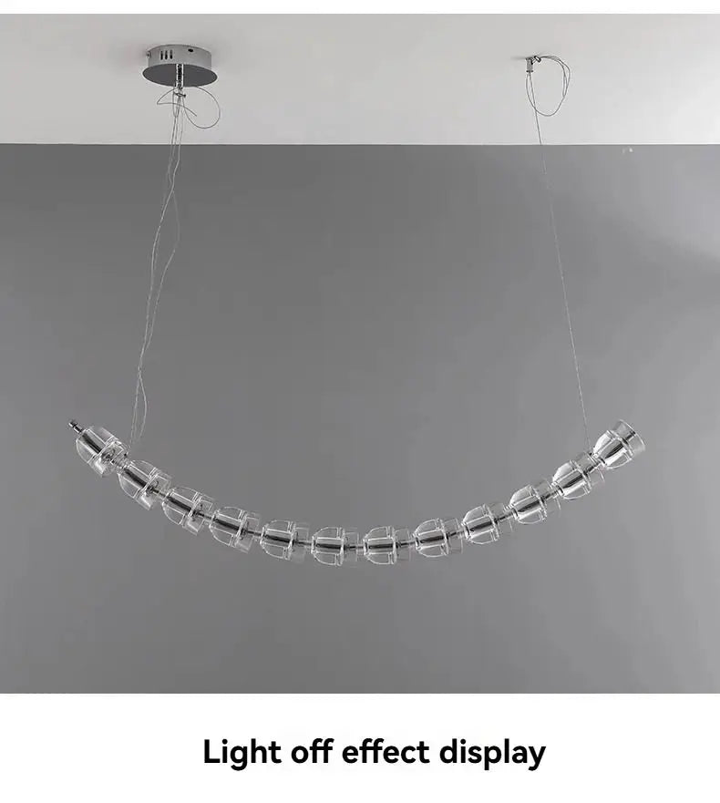 Necklace chandelier with multi-strand crystal acrylic beads, adjustable length ceiling light