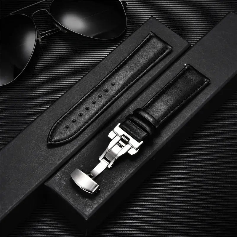 TimberWing Leather Watch Band 18mm 20mm 22mm 24mm Genuine Leather With Stainless Steel Butterfly Buckle Clasp