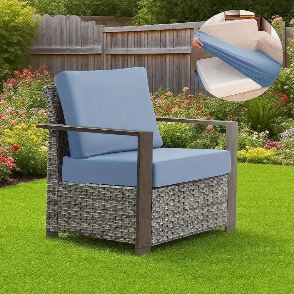 Simples Market outdoor sofa cushion cover blue elastic slipcover for patio chair, dustproof