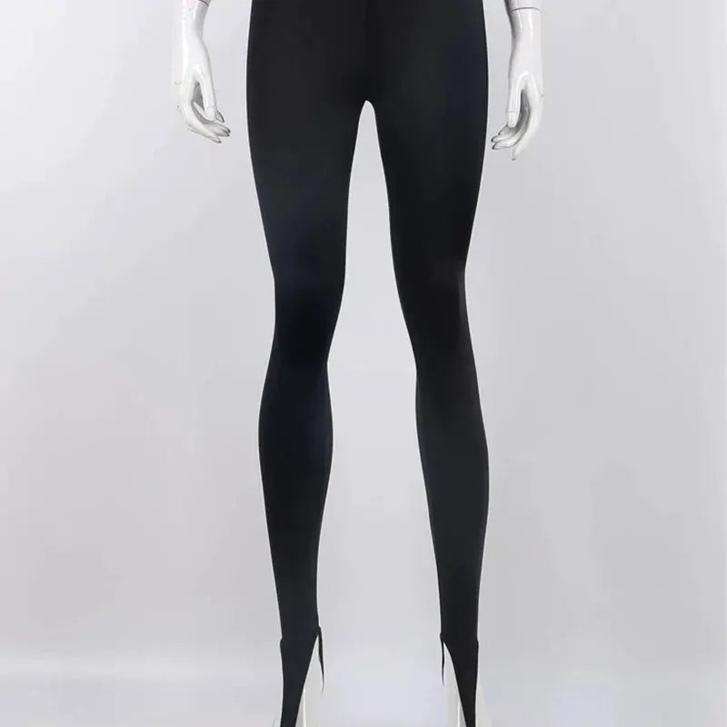 NovaMode Winter Shine High Waisted Y2K Ankle Length Pencil Pants Polyester Elastane