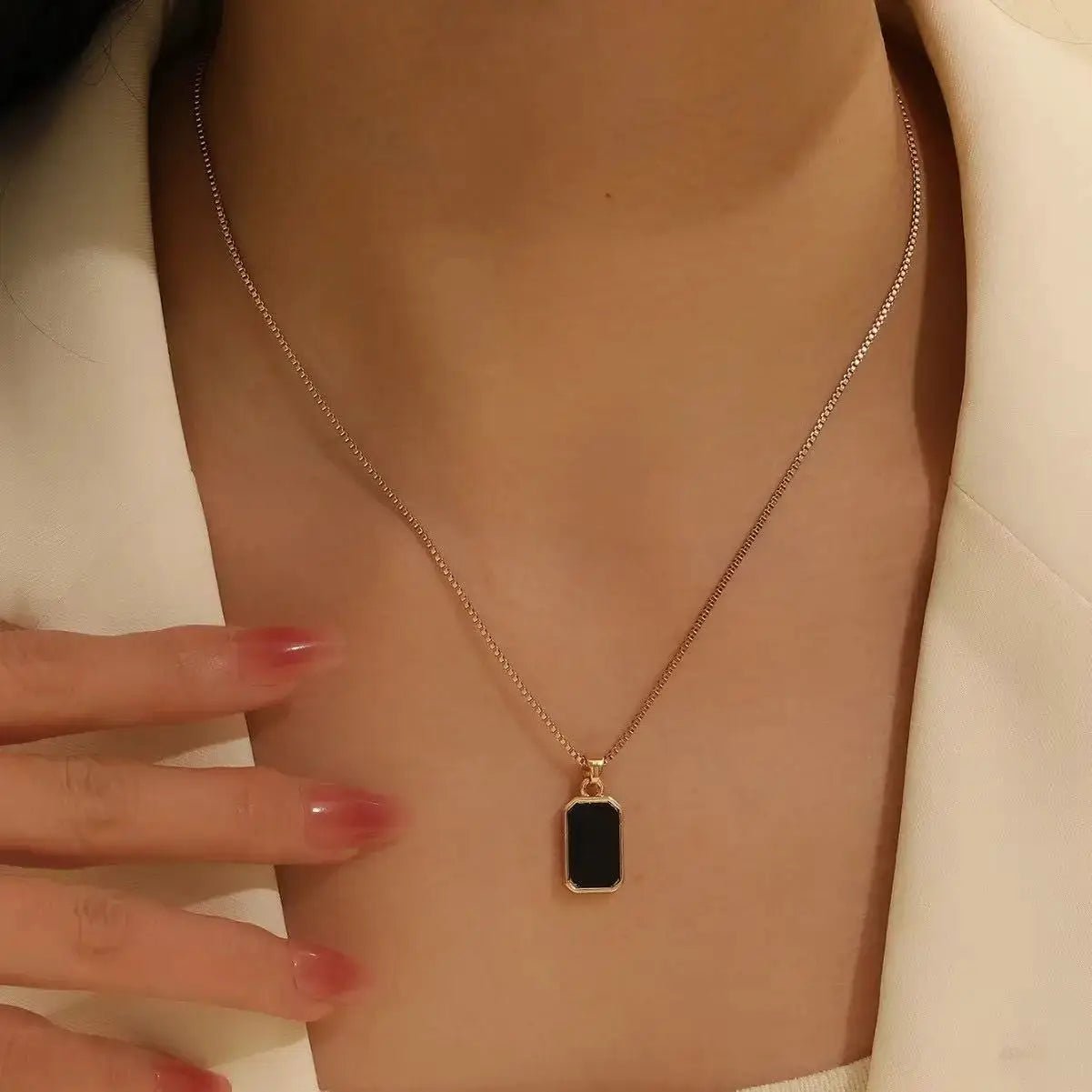 Sunflower Smile Face Rectangular Pendant Necklace For Women Zinc Alloy Fashion Jewelry - Simples Market