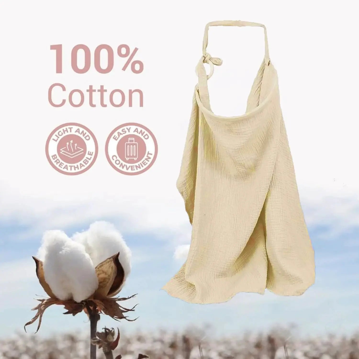 Muslin Nursing Cover For Breastfeeding Women Breathable Arch Neckline Nursing Apron For Public Feeding And Privacy