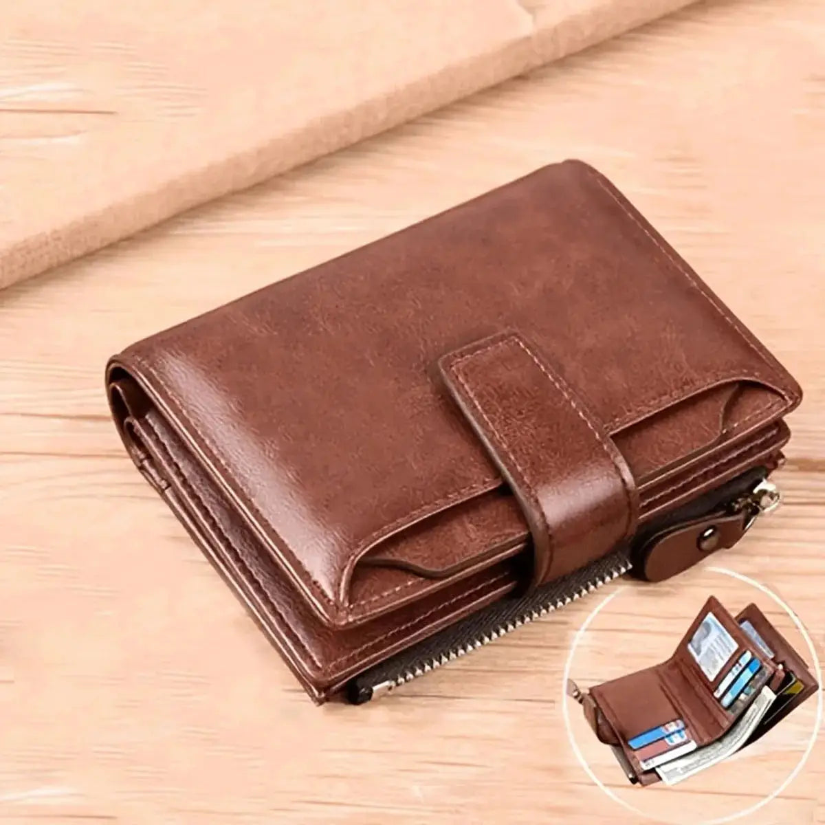 SecureGuard Men RFID Leather Wallet Pro With Zippered Coin Purse And Anti Theft Protection