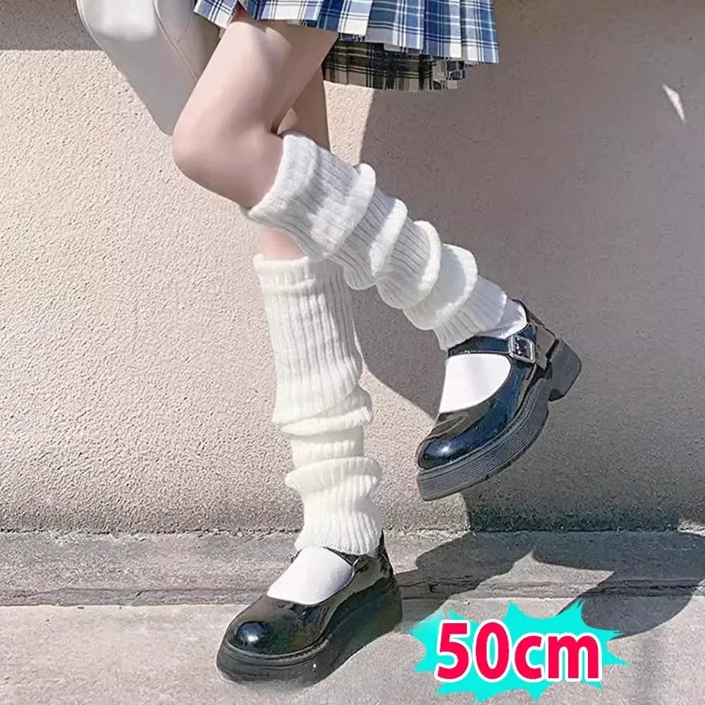KnitAura Lolita Leg Warmers Y2K Crochet Heap Style Knit For Autumn Winter Warmth 40 To 70 Cm